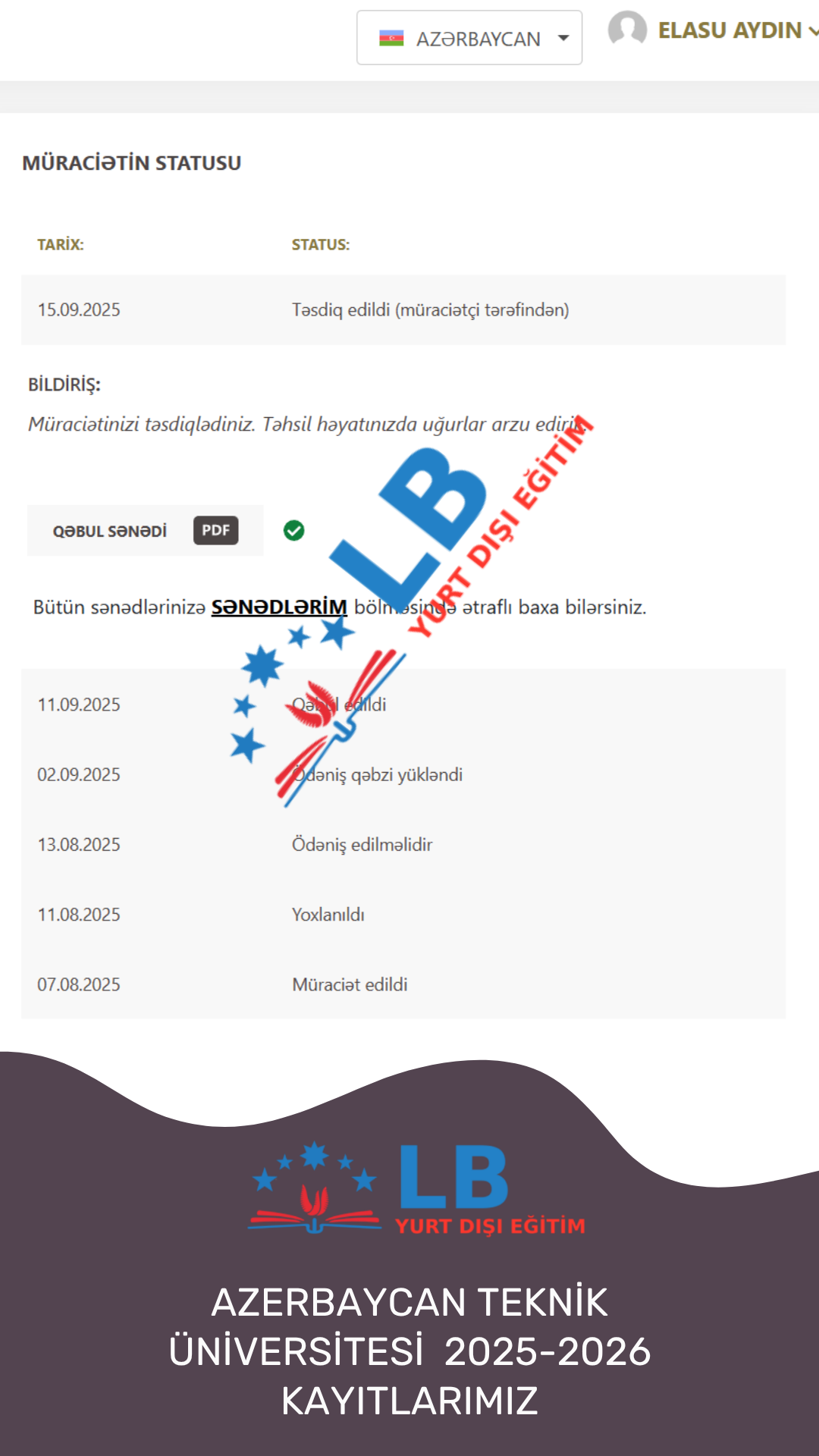 2025-2026 Azerbaycan Teknik Üniversitesi Kabullerimiz -1